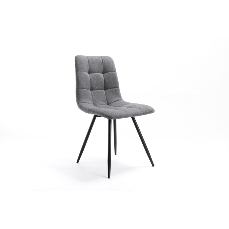 Lot de 2 chaises quadrillées en tissu avec pieds en métal noir TINA (Gris foncé) - image 57577