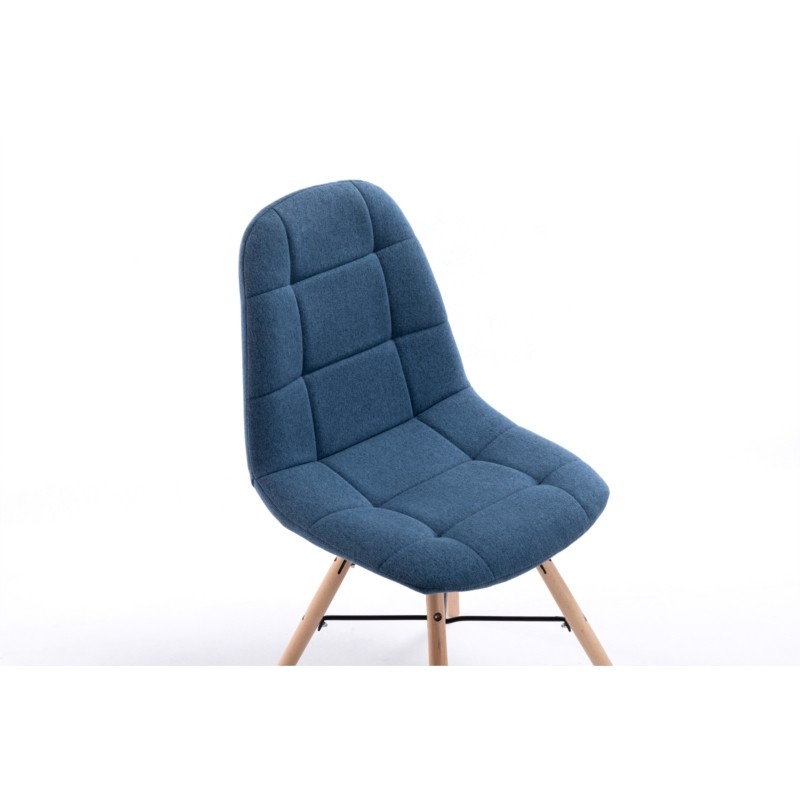 Set di 2 sedie in tessuto trapuntato con gambe in faggio naturale MANU (Petroleum Blue) - image 57605