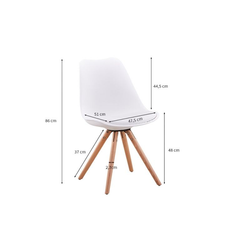  Set di 2 sedie scandinave gambe in legno chiaro SNOOP (Bianco) - image 57661