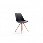 Set aus 2 skandinavischen Stühlen helle Holzbeine SNOOP (Schwarz)