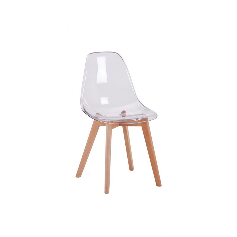 Juego de 2 sillas escandinavas patas de madera clara SNOOP (Transparente) - image 57681