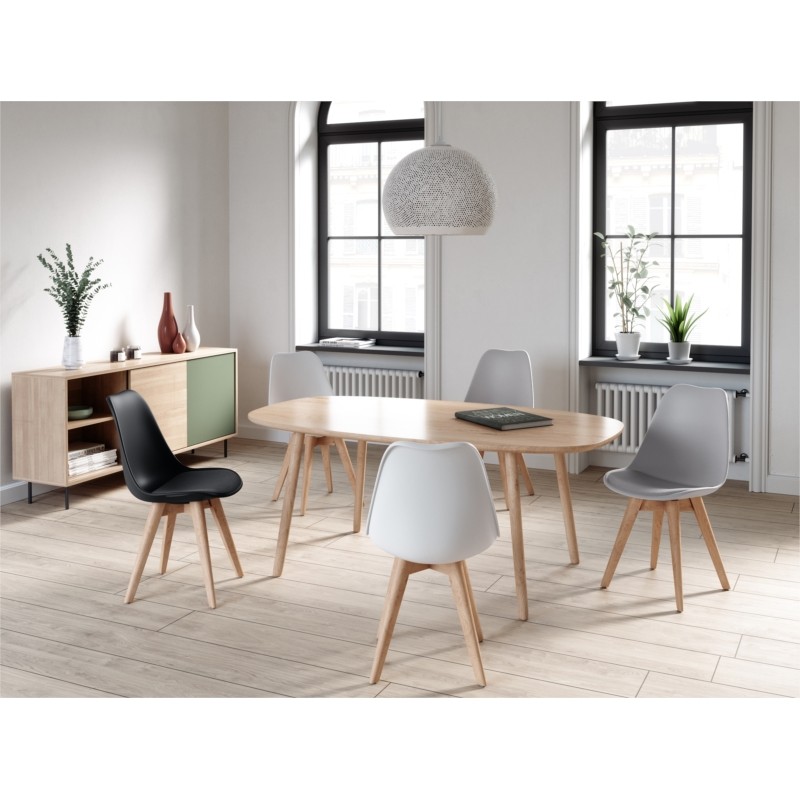 Set aus 2 skandinavischen Stühlen helle Holzbeine SIRIUS (Schwarz) - image 57721