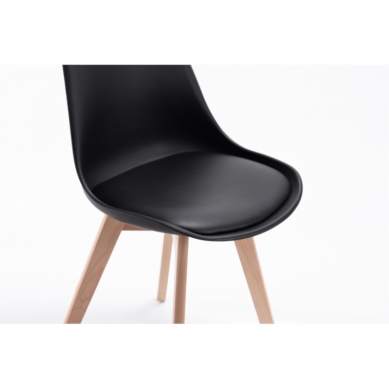 Set aus 2 skandinavischen Stühlen helle Holzbeine SIRIUS (Schwarz) - image 57724