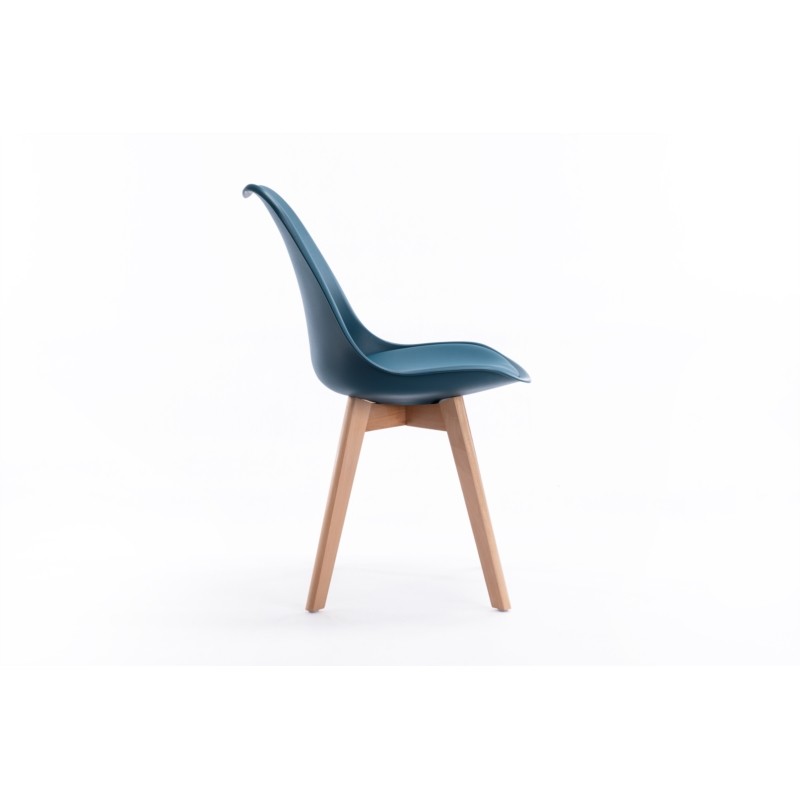 Lot de 2 chaises scandinaves pieds bois clairs SIRIUS (Bleu pétrole) - image 57732