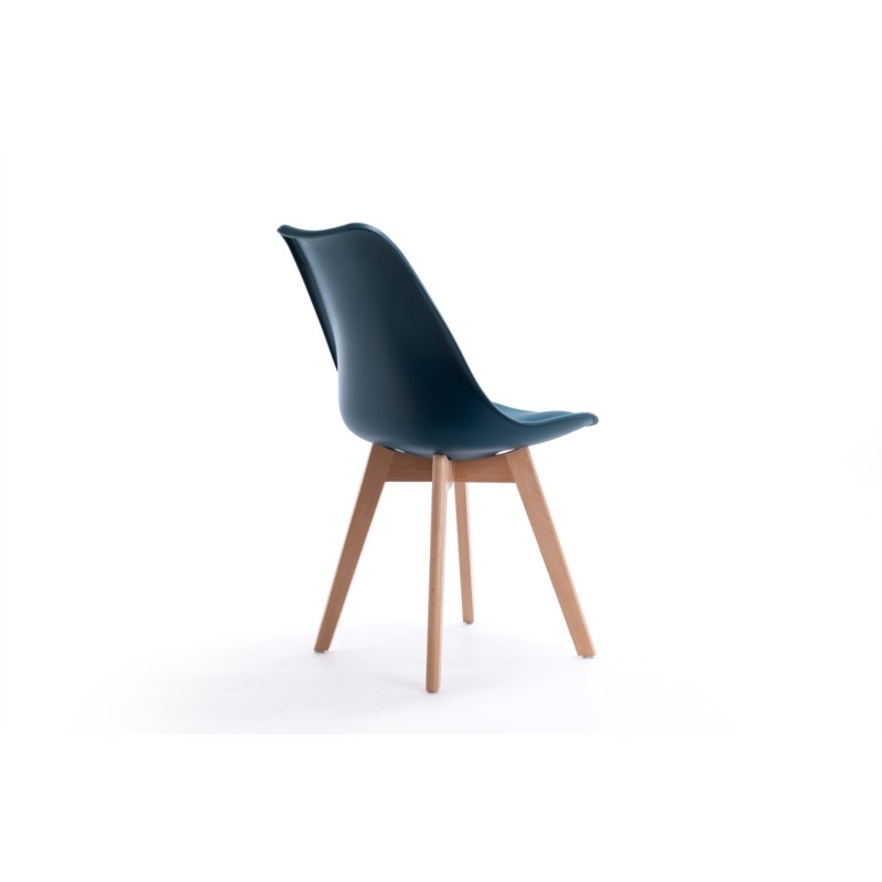 Set aus 2 skandinavischen Stühlen helle Holzbeine SIRIUS (Petroleum Blue) - image 57734