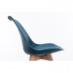 Juego de 2 sillas escandinavas patas de madera clara SIRIUS (Petroleum Blue)