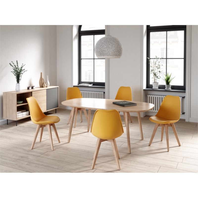 Set of 2 Scandinavian chairs light wood legs SIRIUS (Yellow) - image 57753