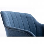 Set of 2 striped armrest chairs in natural beech foot fabric PAULA (Petrol blue)