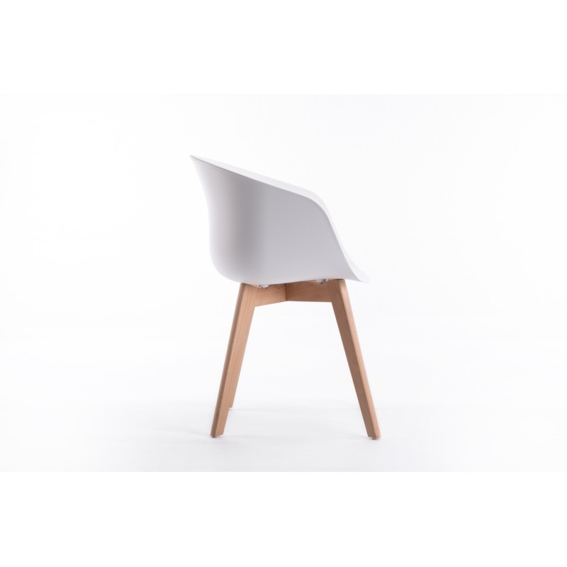 Set of 2 armrest chairs in polypropylene legs natural beech VIKKIE (White) - image 57781