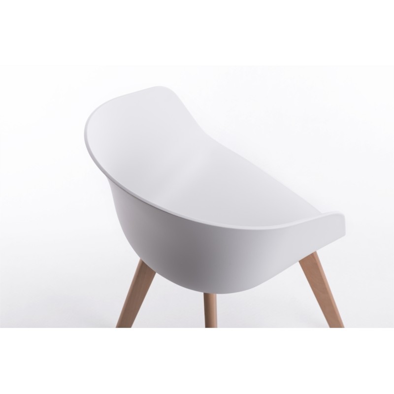 Set of 2 armrest chairs in polypropylene legs natural beech VIKKIE (White) - image 57782