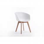 Set of 2 armrest chairs in polypropylene legs natural beech VIKKIE (White)