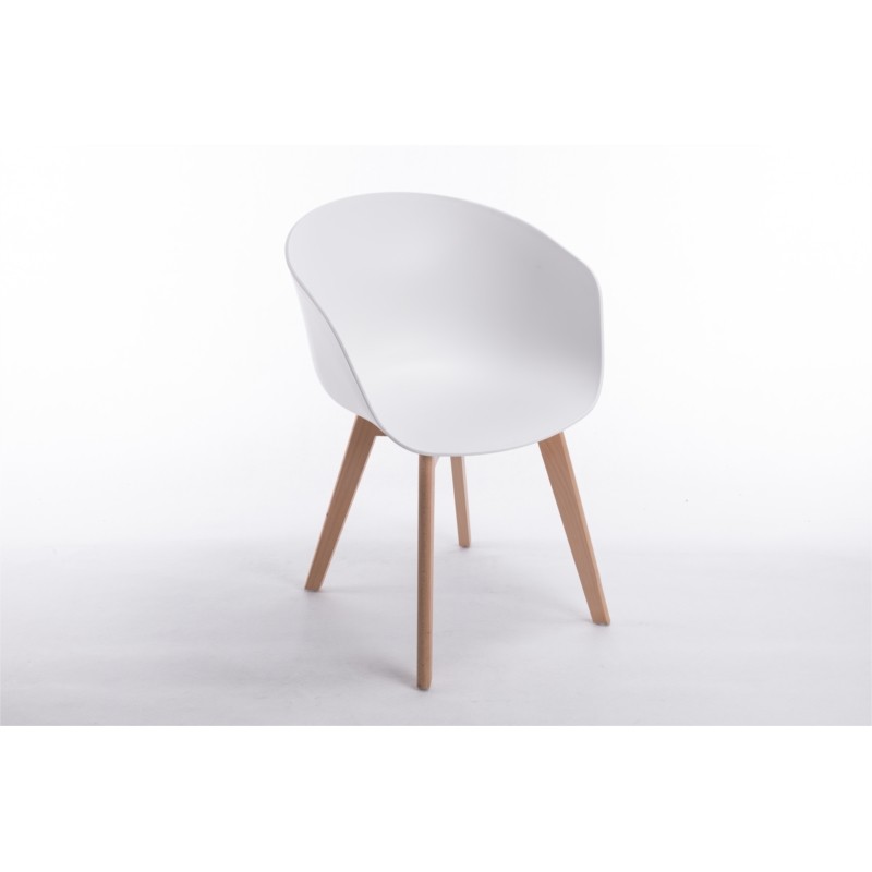 Set of 2 armrest chairs in polypropylene legs natural beech VIKKIE (White) - image 57788