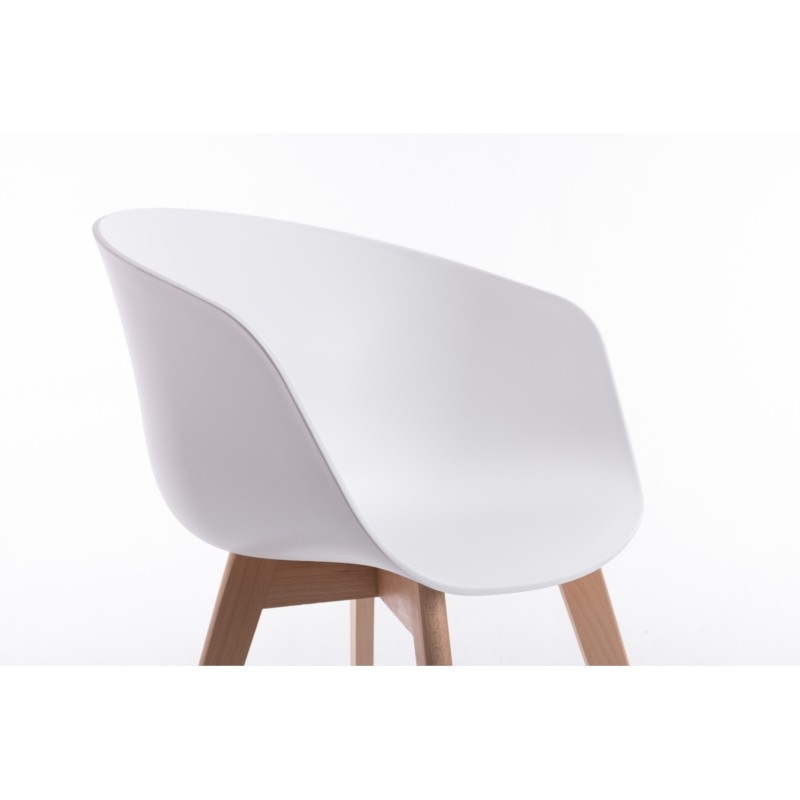 Set of 2 armrest chairs in polypropylene legs natural beech VIKKIE (White) - image 57790