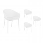 Set mit 4 Stühlen aus Polypropylen Innen-Außen BREHAT (Weiß)