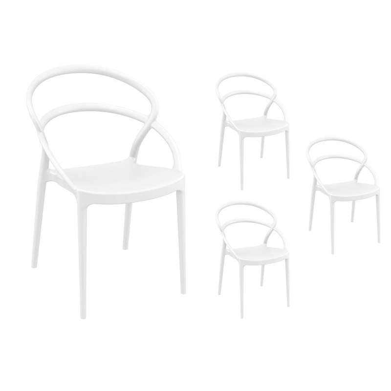 Juego de 4 sillas en polipropileno Interior-Exterior IBIZA (Blanco) - image 57809