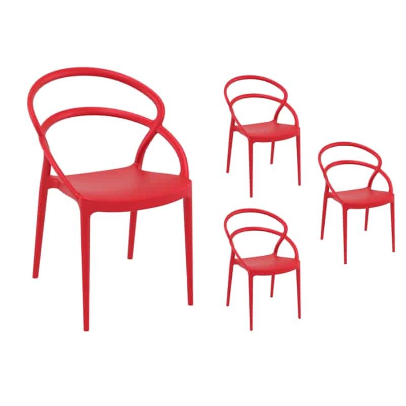 Set mit 4 Stühlen aus Polypropylen Interior-Exterior IBIZA (Rot) - image 57822