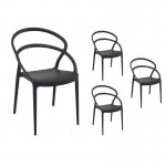 Lot de 4 chaises en polypropylène Intérieur-Extérieur IBIZA (Noir)