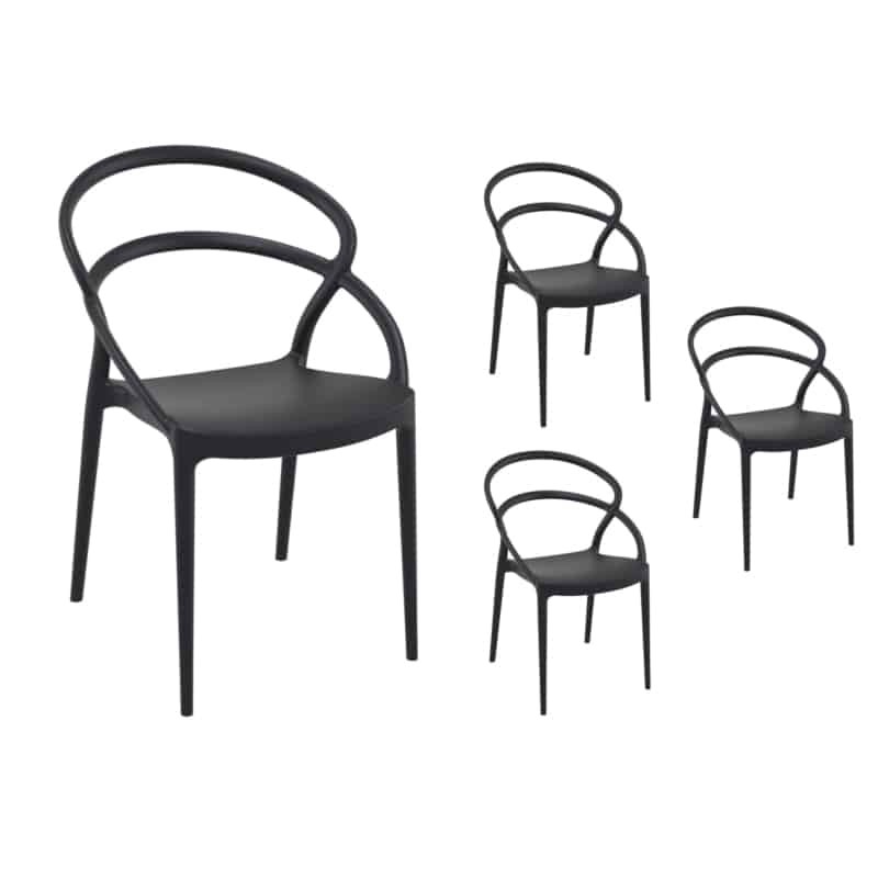 Juego de 4 sillas de polipropileno interior-exterior IBIZA (Negro) - image 57830