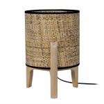 Table lamp with wooden legs and ethnic lampshade PIPPY (Natural)