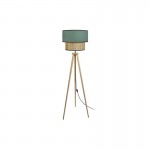 Floor lamp with light wood legs and cocy fabric lampshade (Green)