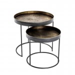 Set of 2 coffee tables metal and copper trays COPPER (Black)