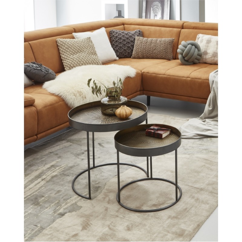 Set of 2 coffee tables metal and copper trays COPPER (Black) - image 57879