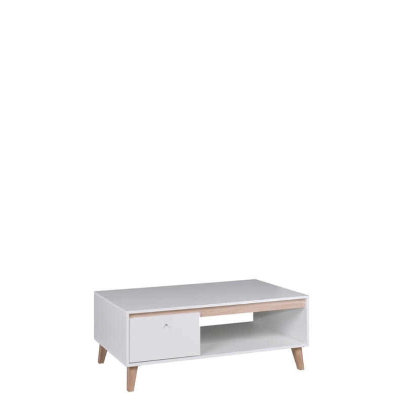 Table basse scandinave 1 porte 120 cm OWIE (Blanc, bois) - image 57916