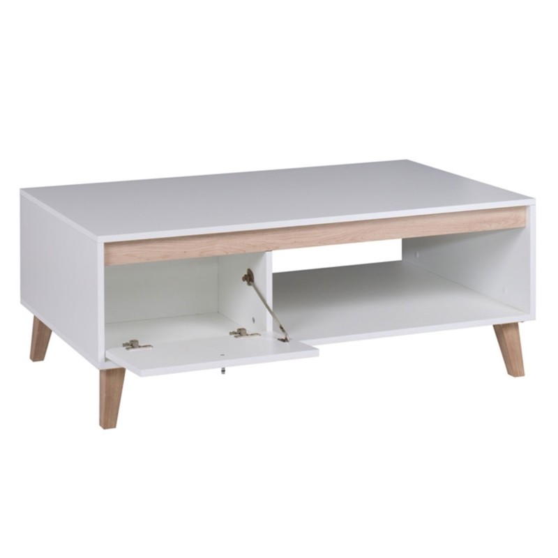 Scandinavian coffee table 1 door 120 cm OWIE (White, wood) - image 57917