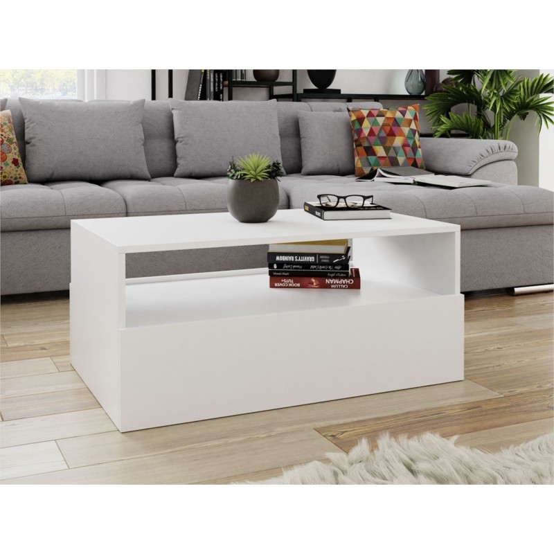 Coffee table 2 drawers 90 cm DREK (White) - image 57929
