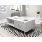 Coffee table 2 drawers 110 cm SWEED (White, grey)