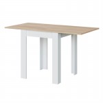 Table auxiliaire extensible L67-134xP67cm VESON (Blanc, Chêne)