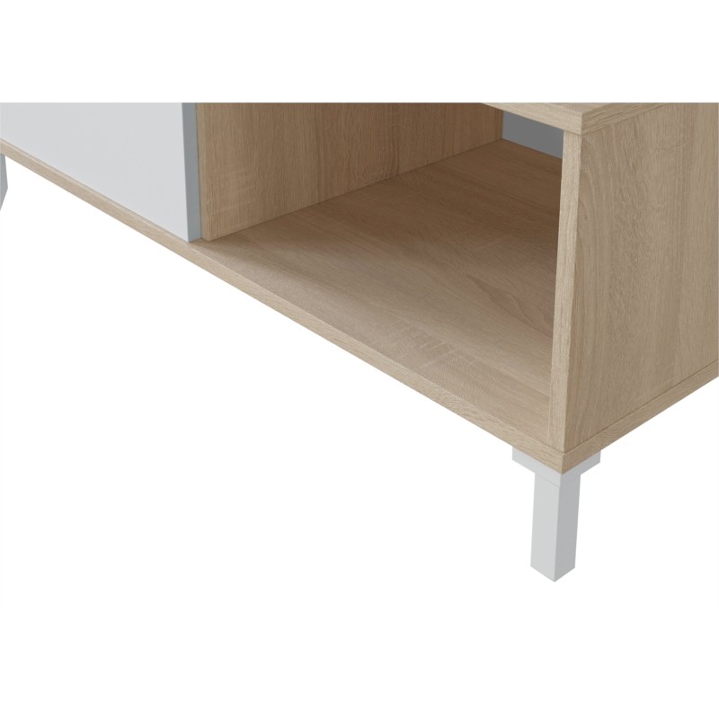 Table basse 2 niches L100 cm VESON ( Blanc, Chêne) - image 58017