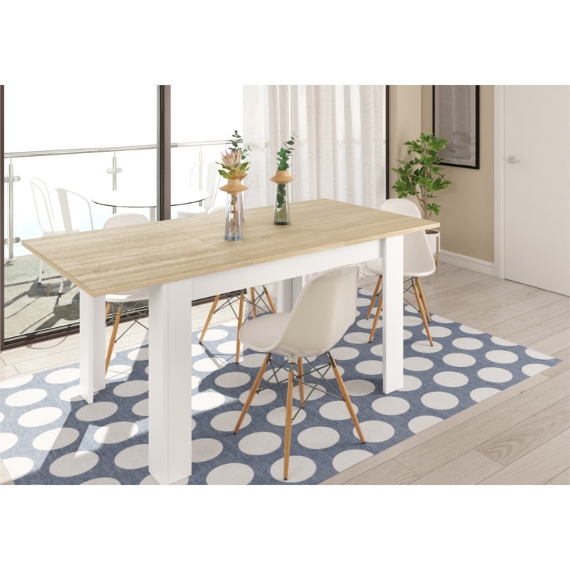 Extendable dining table L140, 190 cm VESON (White, oak) - image 58053