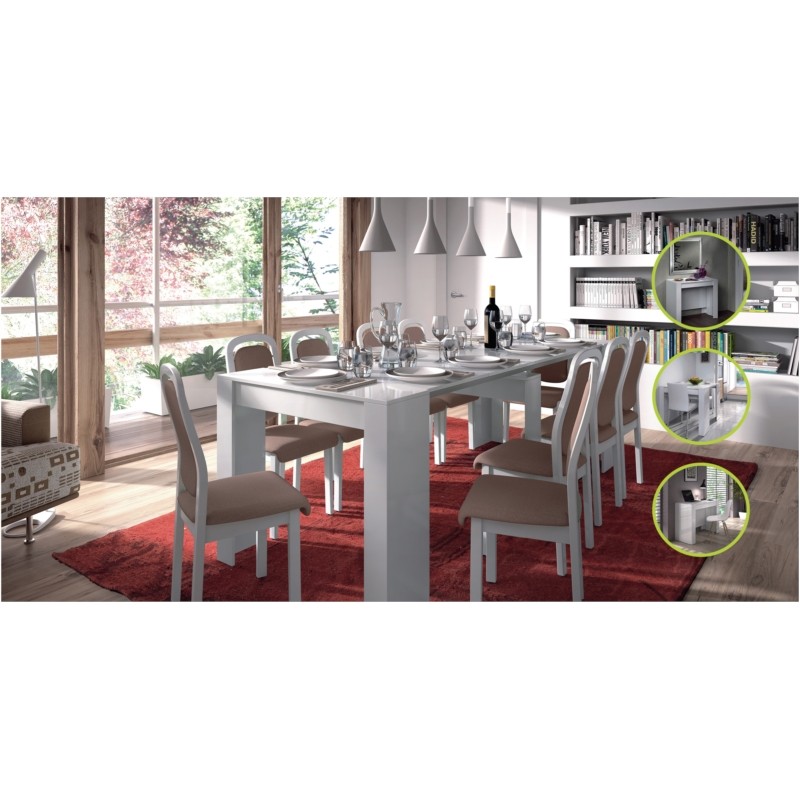 Tavolo da pranzo allungabile L51, 237 cm VESON (Bianco lucido) - image 58094