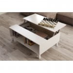 Tavolino con pannello centrale di sollevamento L100xD68 cm VESON (Bianco, rovere)