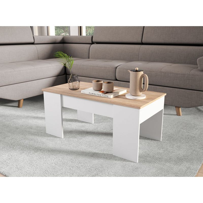 Tavolino con piano sollevabile arkham (Bianco, legno) - image 58122