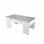 Tavolino con piano di sollevamento arkham (bianco, cemento)