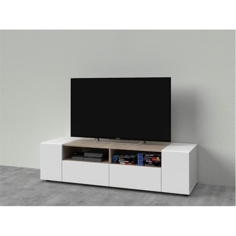 TV stand 4 doors and 2 storage niches L138 cm (Oak white) - image 58636