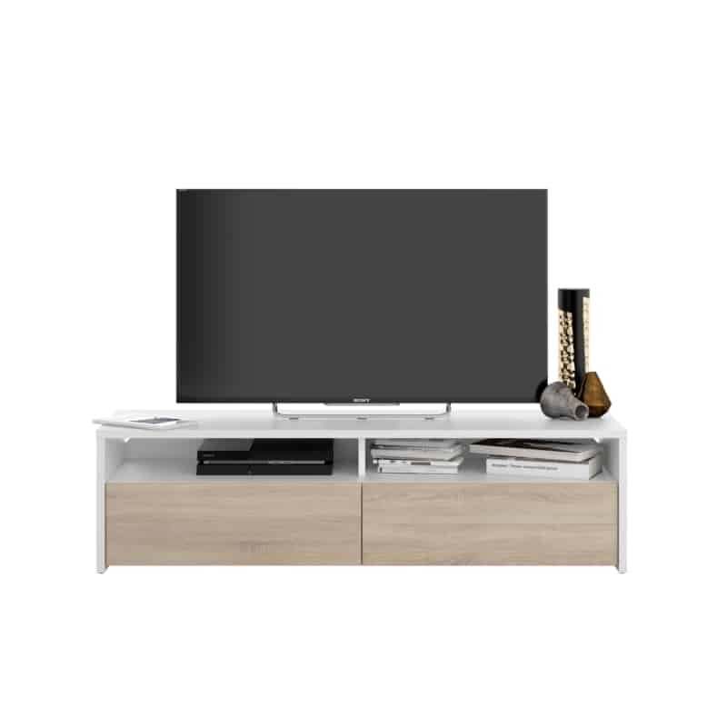 TV stand 2 swing doors and 2 storage niches VESON (White, oak) - image 58643
