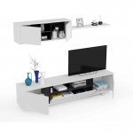 3-door TV stand with 1 niche and WALL shelf VESON (Glossy white)