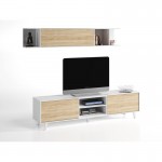 TV stand 2 doors with 2 niches and wall shelf VESON (White, oak)