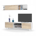 TV stand 2 doors with 2 niches and wall shelf VESON (White, oak)