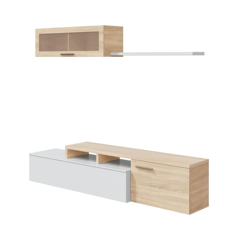 TV stand 2 doors with wall shelf L200 cm VESON (White, oak) - image 58690