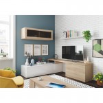 TV stand 2 doors with wall shelf L200 cm VESON (White, oak)