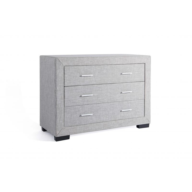 Bedroom chest of drawers 3 drawers in ALESIA fabric (Grey) - image 58703