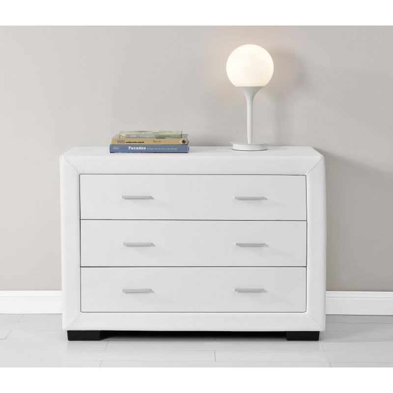 Bedroom chest of drawers 3 drawers in ALESIA Imitation Leather (white) - image 58711