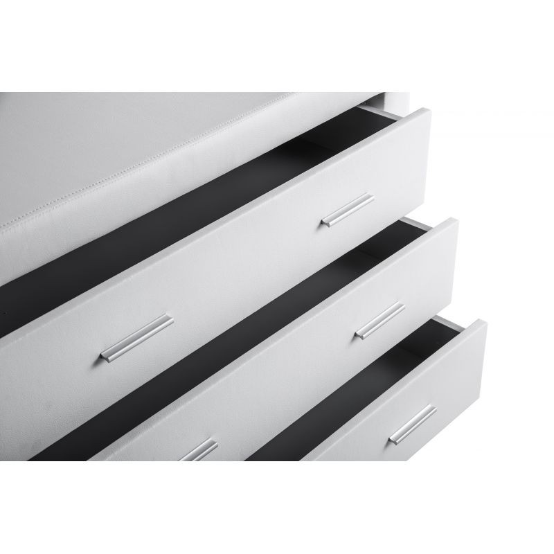Bedroom chest of drawers 3 drawers in ALESIA Imitation Leather (white) - image 58715