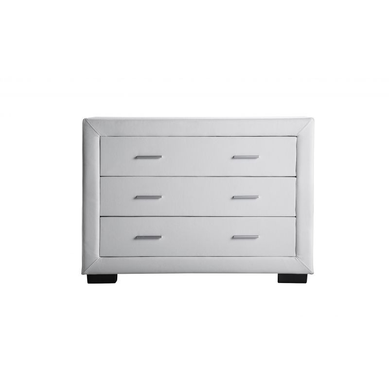 Commode de chambre 3 tiroirs en Simili Cuir ALESIA (blanc) - image 58720