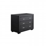 Bedroom chest of drawers 3 drawers in ALESIA Imitation Leather (Black)
