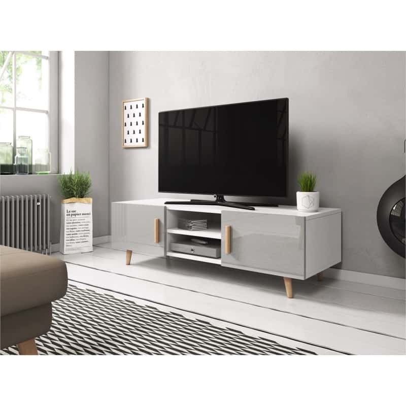 TV stand 2 doors and 2 niches SWEED (White, grey) - image 58744